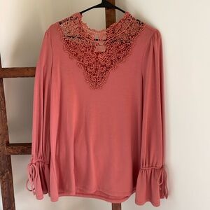 Crochet Collar Coral Long Sleeve